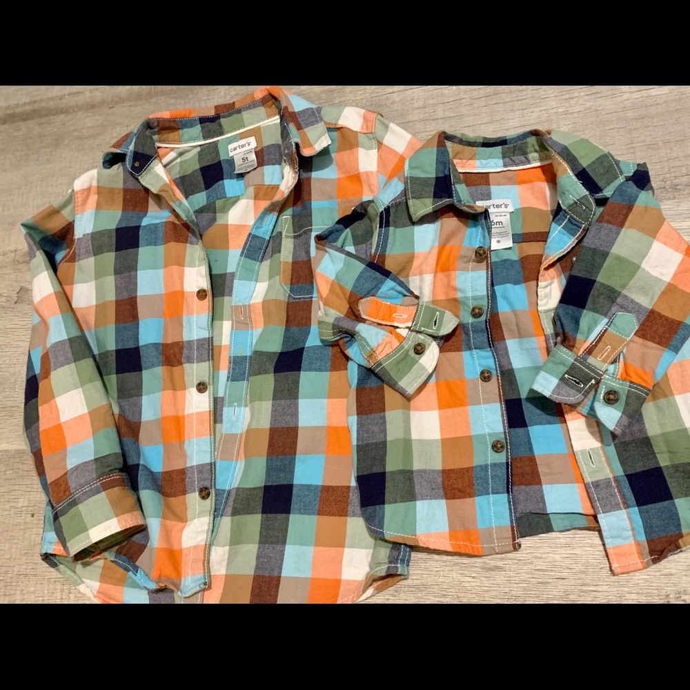 Carters Spring Plaid Shirts - Big Bro/Little Bro - Picture 4 of 4